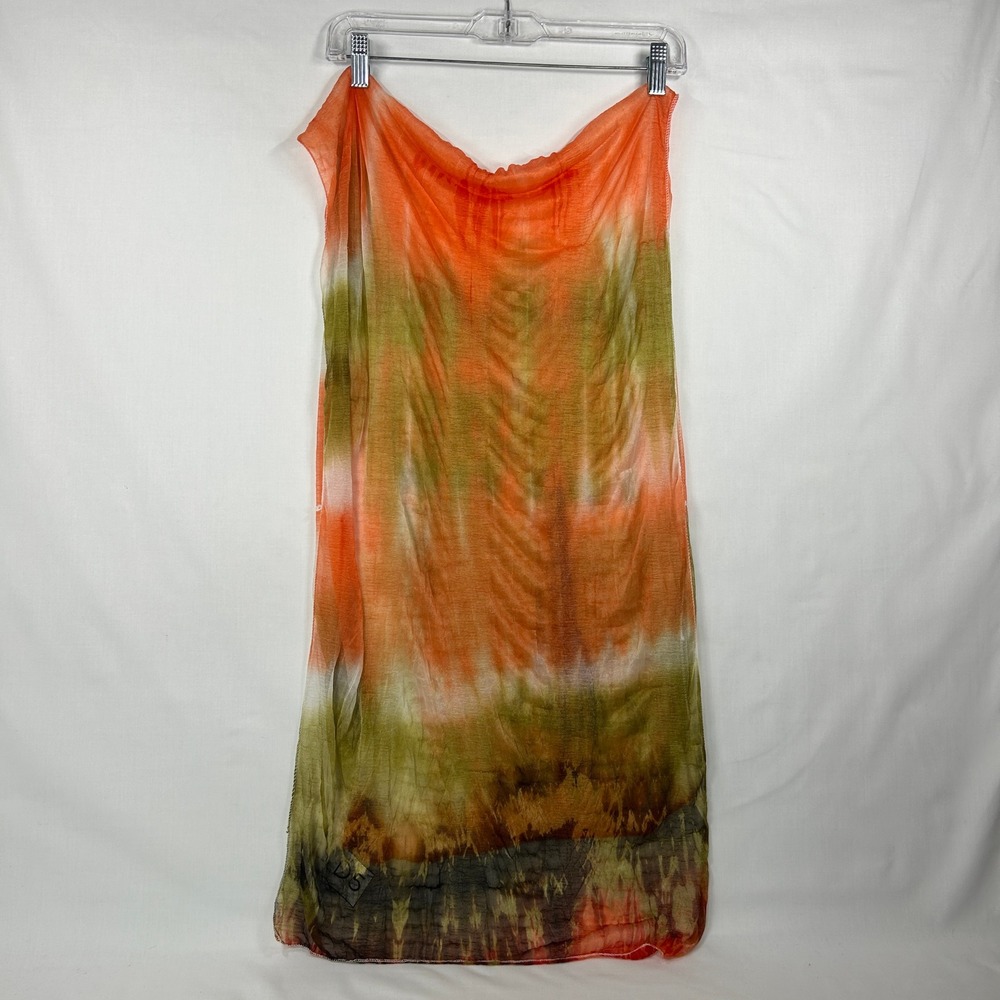 Hand-Dyed Gradient Art Scarf Sheer Lightweight Wrap Vintage Abstract Scarf